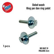 BIG BOLT M6x30 WASH DOBEL RING BAUT 10 panjang 3cm ring per dan ring plat anti copot baut baja COD