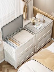 超大容量123L-帶轆可摺疊收納箱-收納箱可摺疊衣服翻蓋收納筐家用大容量超大儲物箱衣物玩具整理箱 (U4824)