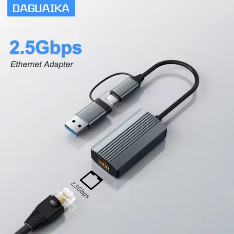 2500Mbps 2.5G Ethernet Adapter 2500Mbps USB 3.0 & Type C to Rj45 Network Card for Laptop PC NAS Serv
