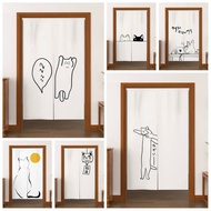 Japanese Cartoon Cat Door Curtain Izakaya Restaurant Entryway Partition Linen Door Curtain Kitchen E