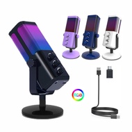 M7 USB Condenser Microphone RGB Recording Live PC Gamer Gaming for Type c Phone PS4 PS5 Laptop