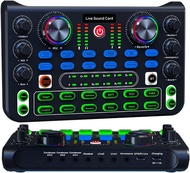 Live Sound Card, Bluetooth Mini Audio Mixer Board with Sound Effects, USB External Mobile Sound Card
