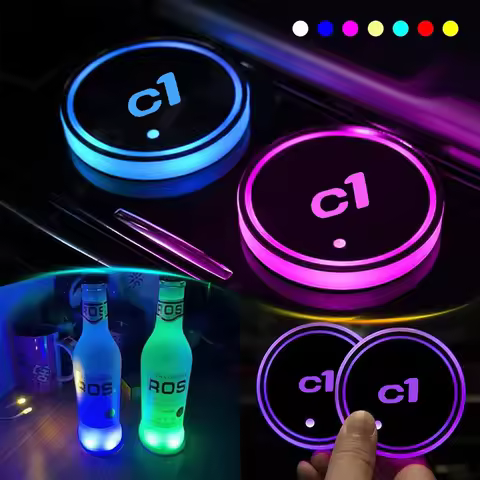 LED Car Water Coaster Light Drinks Holder Mat for Citroen C1 Logo C2 C3 C4 C4L C5 C6 C8 C-CROSSER C-