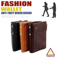 Men's Wallet Vertical Short  Genuine Leather Wallet RFID Anti-theft Zipper c0in Purse Man Business Card Holder Bag Wallet