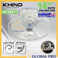 KHIND AF1601 16" Auto Fan 3 Control Speed 3 Years Warranty Ceiling Fan Bedroom Kitchen 360 Degrees Rotation Kipas Siling