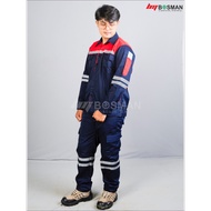 Bosman Wearpack Suit Shirt Pants Set Wearpack Top Navy Combination Long Sleeve Button