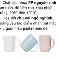 COMBO of 5 VIET JAPAN plastic 480ml cups, for babies to drink water, brush teeth, cute elephant patt