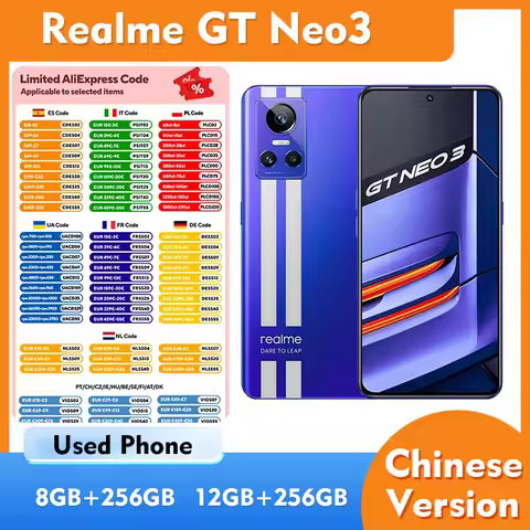 Realme GT Neo3 5G 8GB 12GB RAM 256GB ROM SmartPhone 6.7inch 2412x1080px 50MP 5000mAh used phone