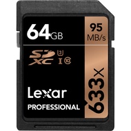 Rexar LEXAR SD 64GB 633X SDCC U3 64G 95M 4K ความเร็วสูง SD การ์ดขนาดไมโครการ์ดกล้อง DSLR