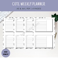 [PDF] Weekly Planner Template in 4 Pages, Weekly Journal Template Printable, Weekly Planner Sheet PD