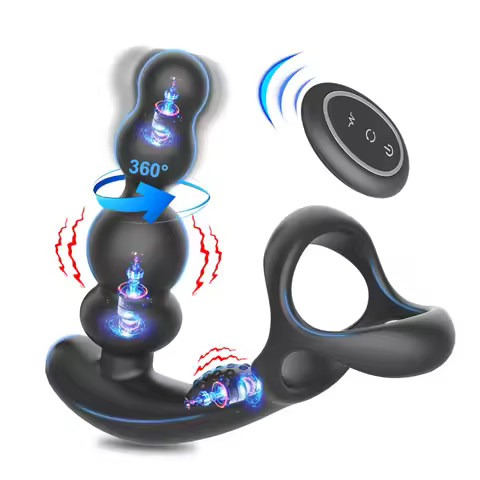 Male Prostate Massager 360° Rotate Masturbator Vibrator Anal Plugs Cock Ring Vibrating Wireless Cont