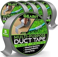GearIT Duct Tape with Heavy-Duty Adhesive (5-Pack, 1.88in, 30yd Each) Silver, Waterproof, Easy to Te