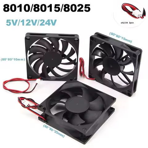 8cm 8010 8015 8025 DC 5V 12v 24V xh 2.54 2pin Brushless Cooling Fan 80mmx25mm Heatsink Radiator 80*8