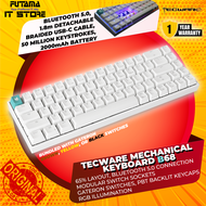 Tecware B68 Wireless RGB Mechanical Keyboard - Hot Swappable White Gateron Switches 1 Yr Warranty