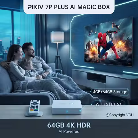 【Genuine】PIKIV 7P PLUS AI Magic Box 64GB 4K HDR AI Powered 4GB+64GB Large Storage Wi-Fi 6 | BT 5.0 S