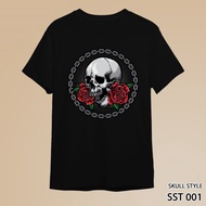 T-shirt Men Women Adults And Children Cotton Combed Short Sleeve Skull Style SST 001-003