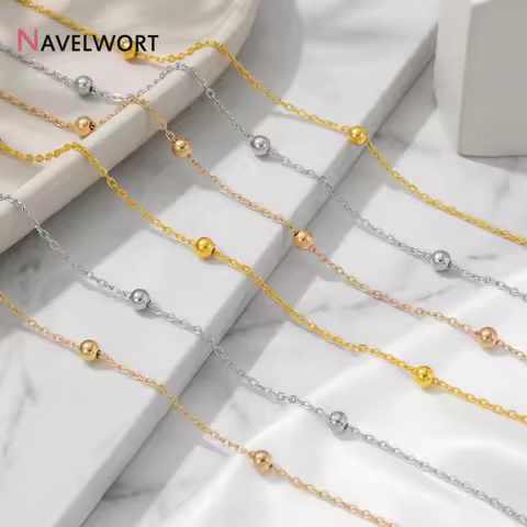 14K Gold Plated Brass Metal Bead Link Chains Beaded Cable Link Ball Chain,For Bracelet Necklace Maki