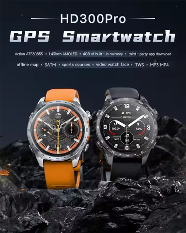 2026New Military GPS HD300 Pro SmartWatch Men 1.43inch 530mAh Heart Rate GPS Sport 3ATM Waterproof B