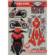 Cover Set VELOZI YAMAHA Y16ZR Y16 Coverset Batik Design Merah Silver Sticker Tanam Body Kit Y16 V1