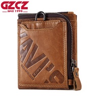 GZCZ Genuine Leather Men Wallet Fashion Coin Purse Card Holder Small Wallet Men Portomonee Male Clutch Zipper Clamp For Money SarahMi