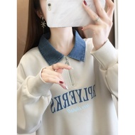 half zipper sweatshirt sweatshirt woman Doll Collar Sweatshirt - Women's Half Zipper Design Top | Tr