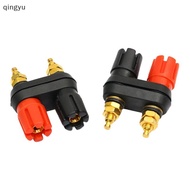 【QUSG】 Speaker Banana Plug Terminal Connector Banana Socket Dual Female Banana Plug For Speaker Ampl
