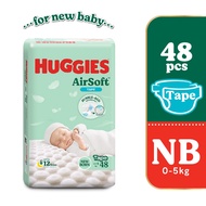 HUGGIES AirSoft Tape Diapers For NewBorn Baby 48s