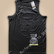 Áo Bóng Rổ Lưới Thêu Toàn Bộ Phiên Bản Mỹ Lakers 23 James Cổ Điển Áo Vest Bóng Rổ Màu Đen Toàn Bộ Áo