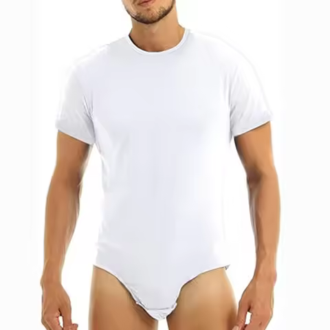 Adult Men Baby Onesie Diaper Lover (ABDL) Button Crotch One Piece Short Sleeve Romper Bodysuit Pajam