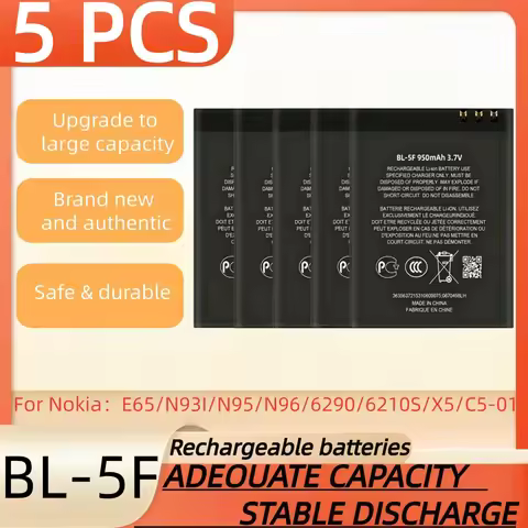 3.7V 950mAh BatteryBL-5F Rechargeable Batteries ForNokia E65/N93I/N95/N96/6290/6210S/X5/C5-01 phone 