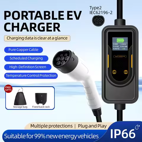 3KW 3600W Portable Type2 IEC62196-2 EV Charger Type1 SAE J1772 Electric Car Charger GBT/TS-NACS EVSE