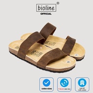 D18 - Dép Đế Trấu BIOLINE Official Hai Quai Ngang Da Bò