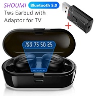 【Direct-sales】 Shoumi Bluetooth-Compatible V5.0 Earphones Tws Wireless Headphones Tv Earbuds Waterproof Television Headset With Mic Usb Adaptor