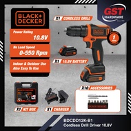 Black &amp; Decker Cordless Drill Driver 10.8V BDCDD12K Cordless Hand Drill Battery Set