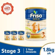 [Bundle of 4] Friso Gold 3 Growing Up Milk with 2'-FL 1.8kg for Toddler 1+ years Milk Powder
