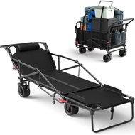 [Foldable Camping Cart] Outdoor Multifunctional Camping Cart Reclining Foldable Pushable ATV Camping