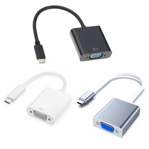 Thunderbolt3/4 Compatible USB C to VGA Adapter Type-C to VGA Converter Cable for Macbook Pro Laptops