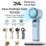Portable Mini Handheld Fan Foldable Digital Display 6000mAh Powerful Turbo Fan Neck Fan Semiconducto