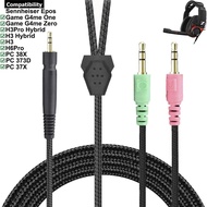 Replacement Braided Cable Extension Cord For Sennheiser Epos Game G4me One Zero PC 373D 37X 38X H6Pr