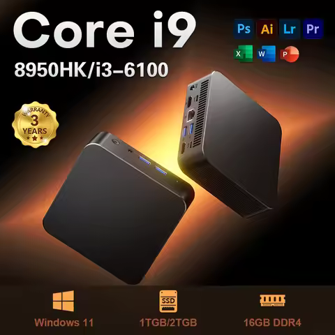 2026 New Dual Mini PC Computer Win 11 Pro Core i9 8950HK i3 6100 PC Gamer 16GB RAM 512GB 4K HD Type 