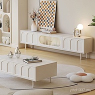 Household Cream Storage TV Cabinet Living Room 2025 Style Coffee Table French New Style Small Apartm