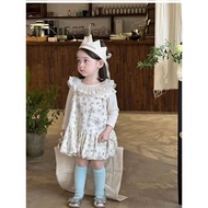 [KIDSFASHIONCOLLECTION] 1080 Girls' 2-in-1 Ryuka Flower Mini Collar Ruffle Dress