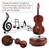 【AiBi Home】-Violin Music Box Mini Vintage Musical Box with Rotating Base, Instrument Crafts Model