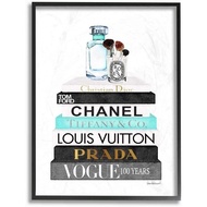 Stack Perfume Brushes Glam Fashion Watercolor Black Framed Wall Art x Design by Artist Amanda Greenw