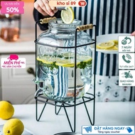 4l glass refrigerator water bottle with convenient screw spout and cute shelf, 4l bottle mixed with 