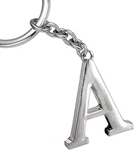 Z700 Alphabet Initial Letter A Charm Keychain Key Ring for Women Girls （Silver）, Silver, 3cm (H) x 2