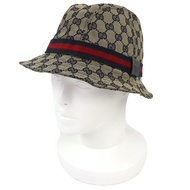 GUCCI 030367 棉質 GG 帆布漁夫帽，米色配海軍藍/RED，義大利製造，正品，女士款，成色極佳。