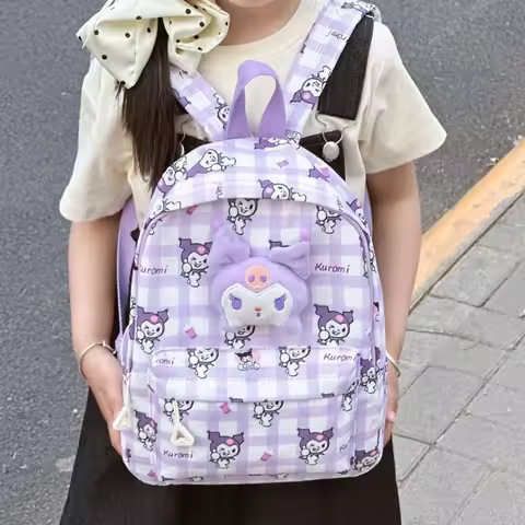 Sanrio Cartoon Children's Schoolbags Hello Kitty Kuromi Cinnamoroll Student Backpack Burden-reducing