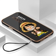 เคสoppo reno 2f มาใหม่ การ์ตูนลูฟี่หรูหรา 6D ชุบซิลิโคนอ่อนนุ่มกรอบสี่เหลี่ยมเงา Bling ฝาหลัง