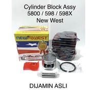 MESIN Cylinder Block 5800 New West 45.2mm 598 598X Poring Boring Block 58cc Chainsaw Chainsaw